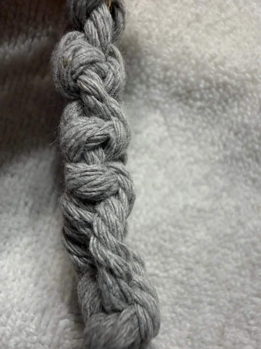 Macramé Keychain/Bagcharm-handmade Boho- Grey with Gold Hardware